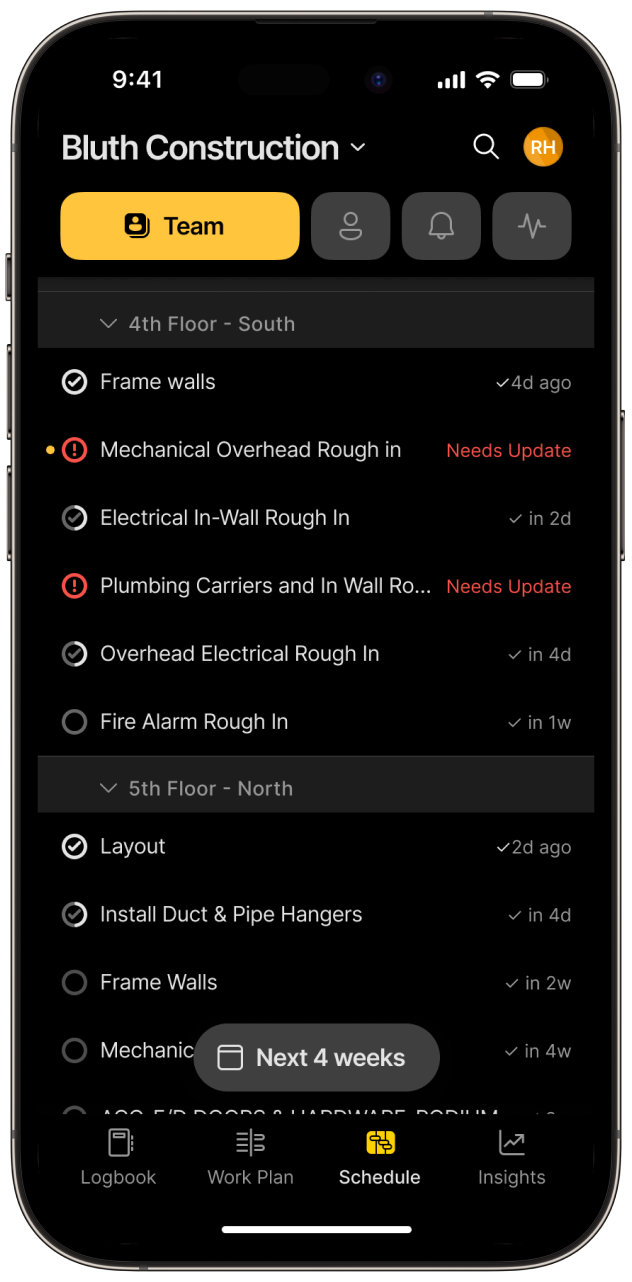 phone app showing a task list